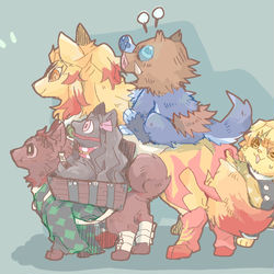 This is a pixiv picture whose title is きめつ擬獣化まとめ.