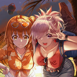 This is a pixiv picture whose title is ぐだ子と 武蔵.