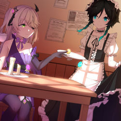 This is a pixiv picture whose title is 酒馆的还债生活.