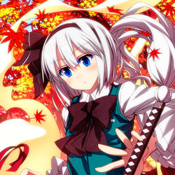 This is a pixiv picture whose title is 紅葉と妖夢ちゃん！.