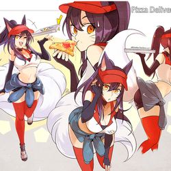 This is a pixiv picture whose title is Pizza Delivery Ahri.