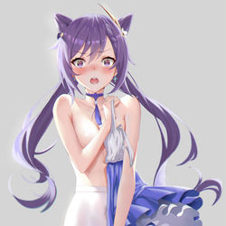 This is a pixiv picture whose title is 刻晴~黑丝白丝.