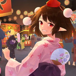 This is a pixiv picture whose title is 2021年度　文々。新聞友の会カレンダー　の8月.