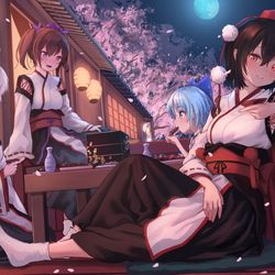 This is a pixiv picture whose title is 2021年「文々。新聞友の会カレンダー」4月イラスト.