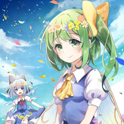 This is a pixiv picture whose title is 花畑と妖精.