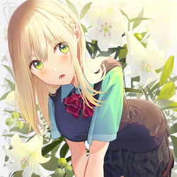 This is a pixiv picture whose title is 金糸の髪のユリの花束.