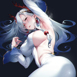 This is a pixiv picture whose title is 角娘さん.