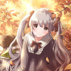 This is a pixiv picture whose title is 秋色落葉の世界.