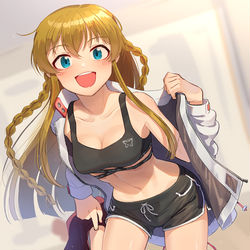 This is a pixiv picture whose title is トレーニングルームに来るや否や脱ぎ捨てるうみみ.