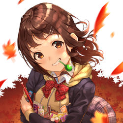 This is a pixiv picture whose title is おや先輩･･･私の胸元に興味がおありで？？.