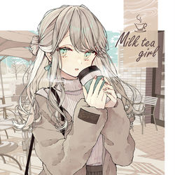 This is a pixiv picture whose title is ミルクティー色のあの子.