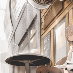 This is a pixiv picture whose title is 喫茶店.