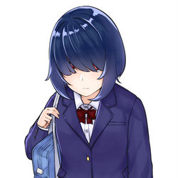 This is a pixiv picture whose title is 目隠れ少女.