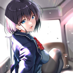 This is a pixiv picture whose title is 生徒会室で.