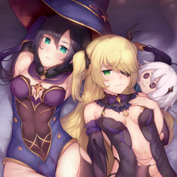 This is a pixiv picture whose title is Mona and Fischl.