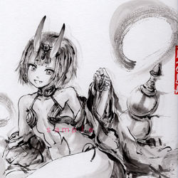 This is a pixiv picture whose title is 酒呑童子　水墨画練習中24.
