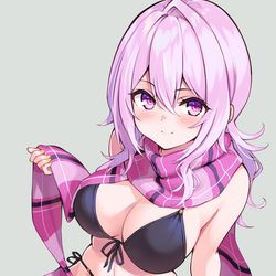 This is a pixiv picture whose title is 水着マフラー桜さん.