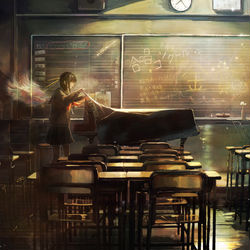This is a pixiv picture whose title is 冬音祭にてピアノを想う.