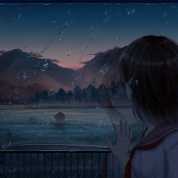 This is a pixiv picture whose title is 暮雨.