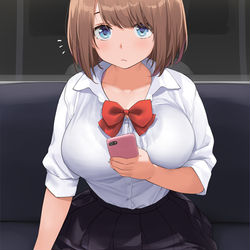 This is a pixiv picture whose title is だらしないところを見られて足を閉じる紐パンJK（2枚）.