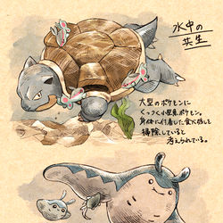 This is a pixiv picture whose title is ポケモンたちの共生について.