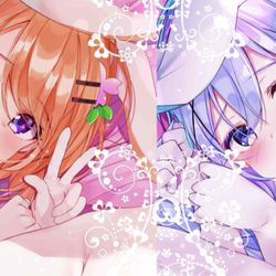 This is a pixiv picture whose title is 【FANBOX限定告知】ココアちゃん&チノちゃんむちむちイラスト.