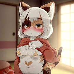 This is a pixiv picture whose title is 大きいミケネコさん.