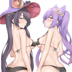 This is a pixiv picture whose title is モナ&刻晴.