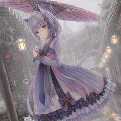 This is a pixiv picture whose title is 猫の街.