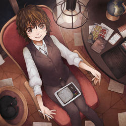 This is a pixiv picture whose title is 安楽椅子作家.