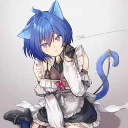 This is a pixiv picture whose title is ニーハイネコメイド.