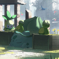 This is a pixiv picture whose title is フシギダネとスボミー.