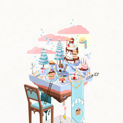 This is a pixiv picture whose title is テーブルタウン　12月.