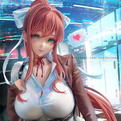 This is a pixiv picture whose title is 莫妮卡 Doki Doki Monika.