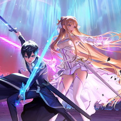 This is a pixiv picture whose title is [AoV × SAO] キリト & アスナ.