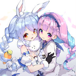 This is a pixiv picture whose title is 【あくあーと】W三編みのあくぺこ！！【ぺこらーと】.