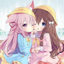 This is a pixiv picture whose title is 【リクエスト】文月ちゃんと如月ちゃん.
