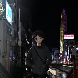 This is a pixiv picture whose title is 夜遊び.