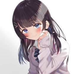 This is a pixiv picture whose title is 制服彼女の視線.