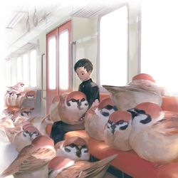 This is a pixiv picture whose title is 電車を間違えたかもしれない.