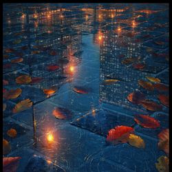 This is a pixiv picture whose title is 雨と落葉.