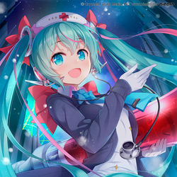 This is a pixiv picture whose title is 「愛の助け合い献血」ナースミク2020.