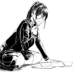 This is a pixiv picture whose title is 勉強中.