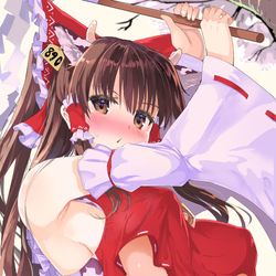 This is a pixiv picture whose title is ホルスタイン霊に憑依された霊夢っち（差分あり）.