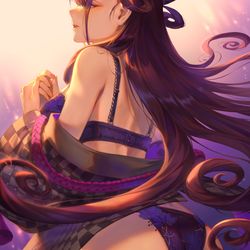 This is a pixiv picture whose title is 下着モデル「紫式部さん」.