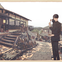 This is a pixiv picture whose title is 馬籠宿.