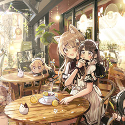 This is a pixiv picture whose title is 癒やしの猫カフェ.