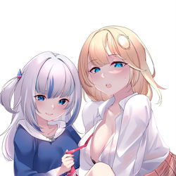 This is a pixiv picture whose title is Gura&Amelia.