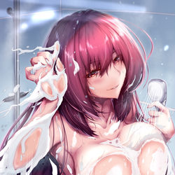 This is a pixiv picture whose title is スカサハinスケスケシャワールーム.