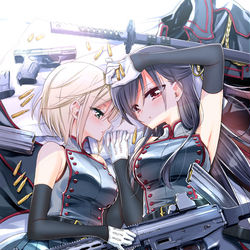 This is a pixiv picture whose title is 武器×女の子×百合.